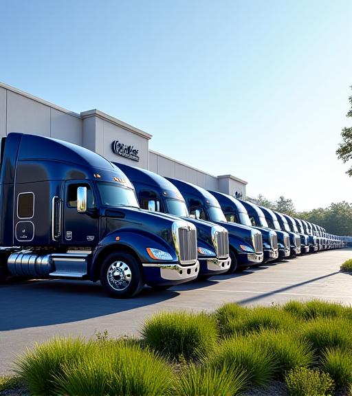 O. T. M. Trucking LLC fleet of trucks at Raymond Mississippi headquarters