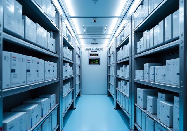 Temperature-monitored pharmaceutical trailer interior with monitoring equipment